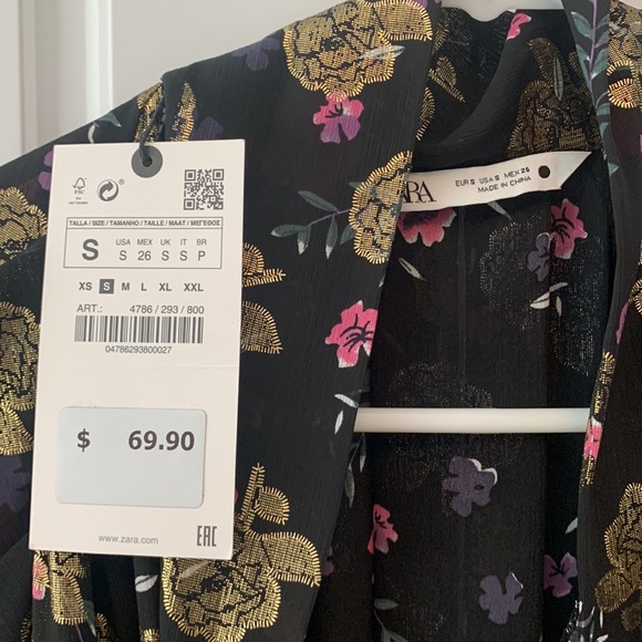 NWT Zara Black Drapey Blouse - Picture 3 of 4